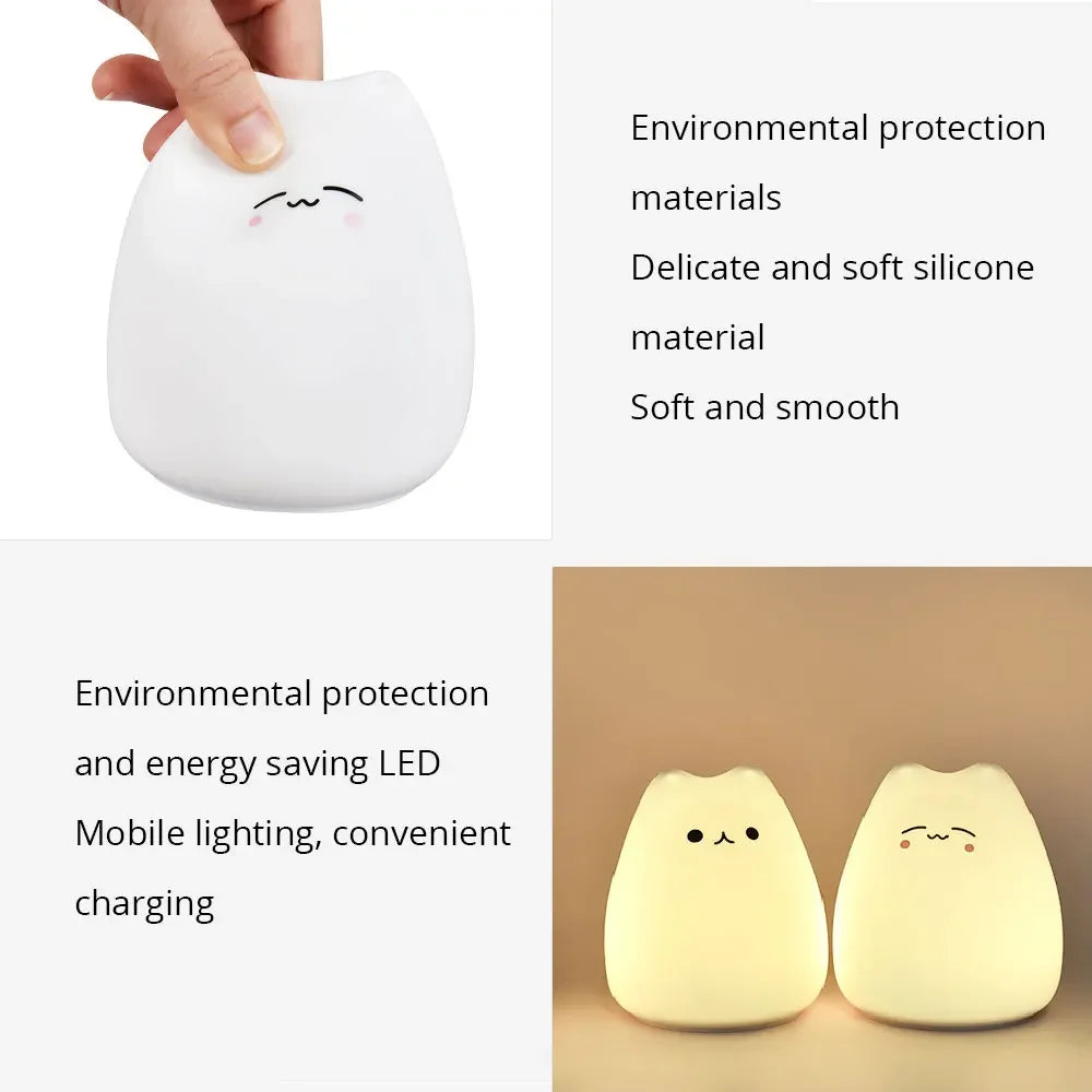 Veilleuse LED en forme de chat pour enfants