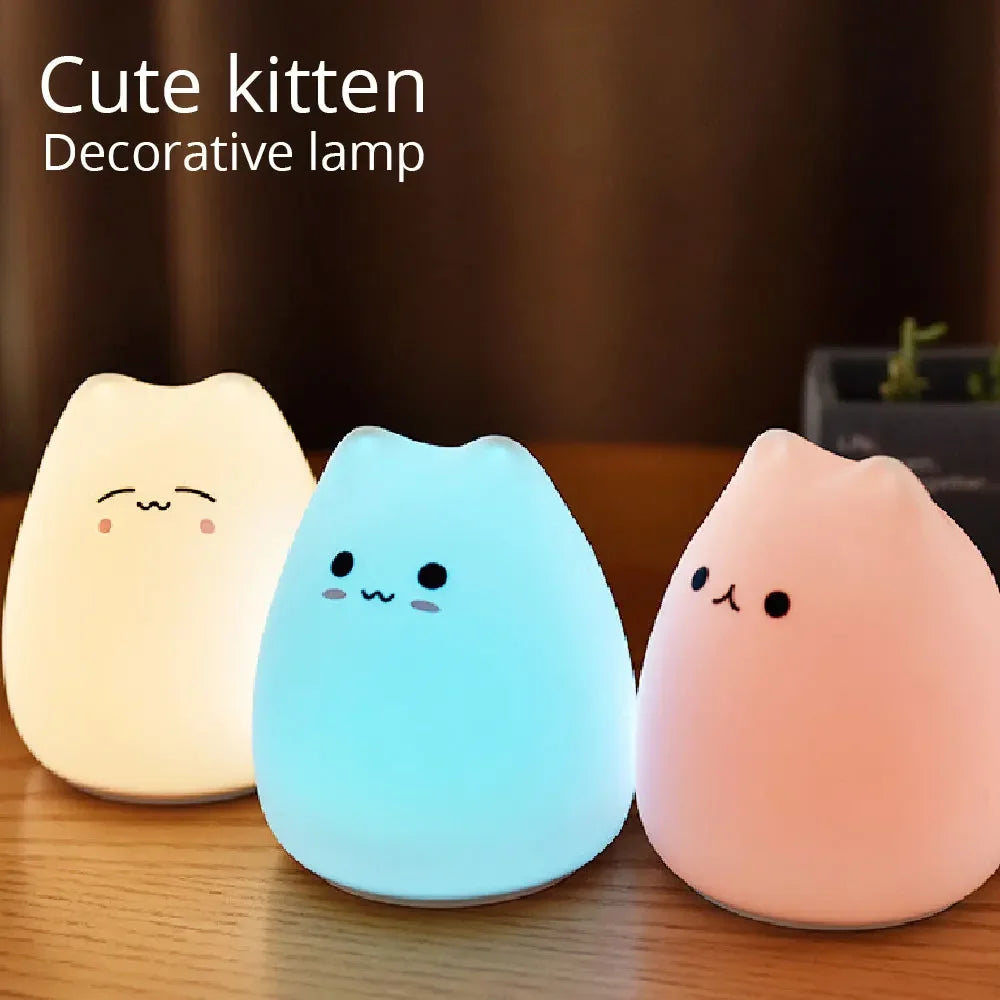 Veilleuse LED en forme de chat pour enfants