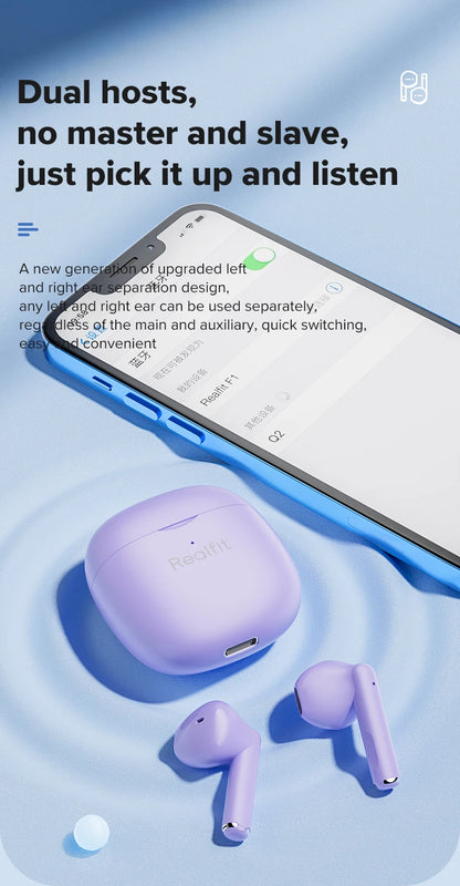 Écouteurs Realfit F1 – Bluetooth TWS Hi-Fi – Compatibilité universelle