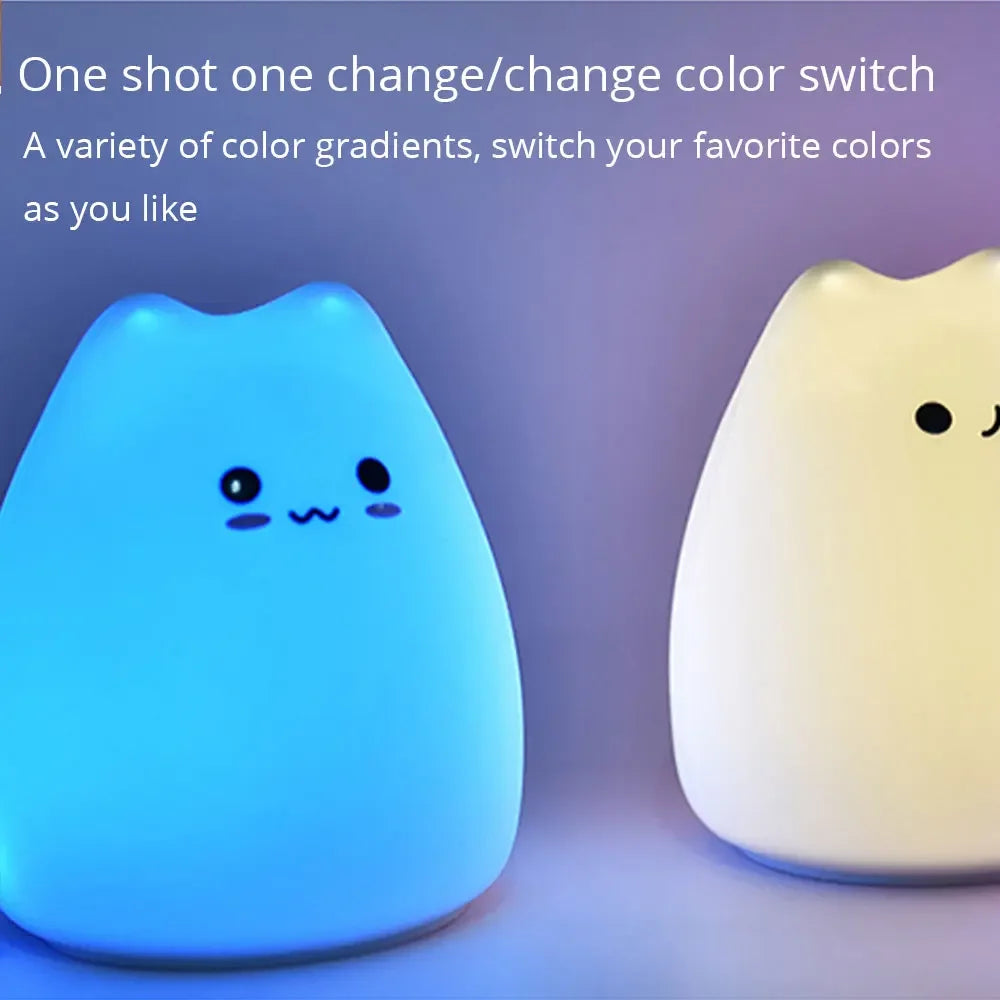 Veilleuse LED en forme de chat pour enfants