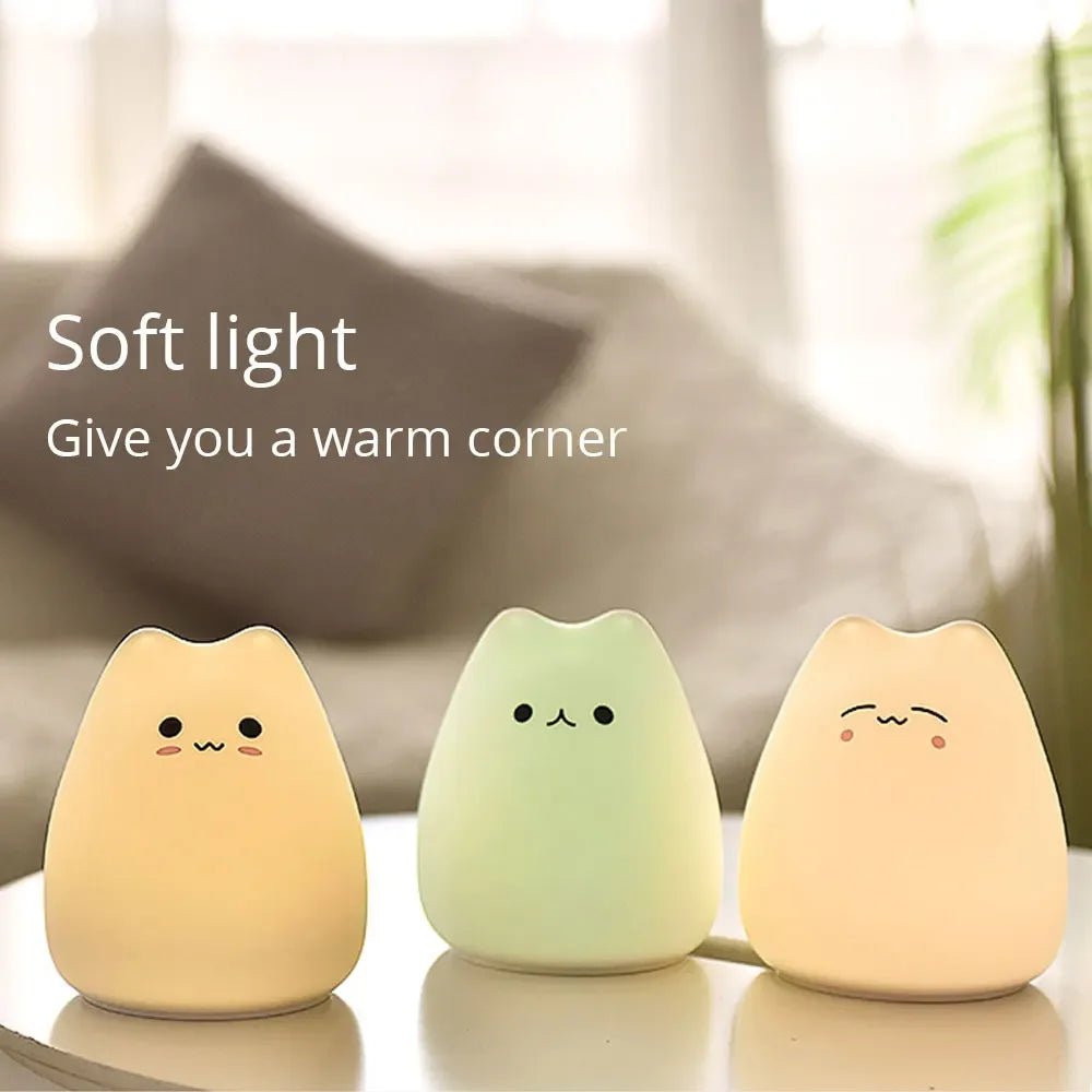 Veilleuse LED en forme de chat pour enfants